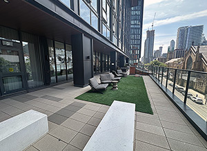 hydroPAVERS® Supported By Pedestals Complete This Outside Area
